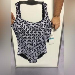 12C 36 C Roxanne square-neck swimsuit 17008 navy white